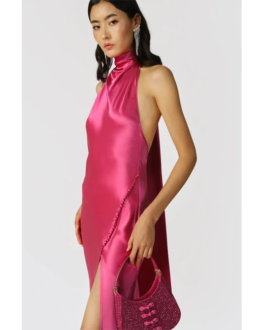 SAU LEE Red Penelope Backless Satin Gown