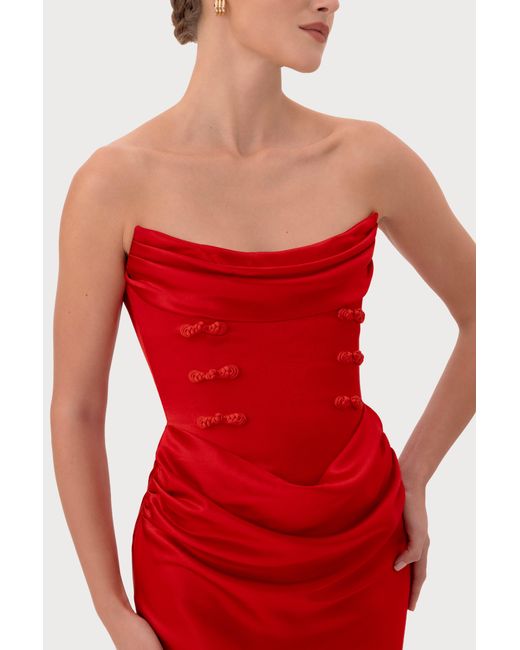SAU LEE Red Margot Satin Gown