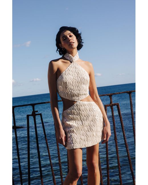 SAU LEE Blue Marlo Knit Mini Dress