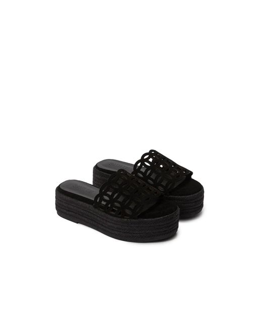 SAU LEE Black Ming Suede Sandal