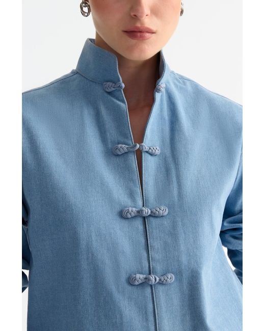 SAU LEE Blue Bobbi Denim Shirt