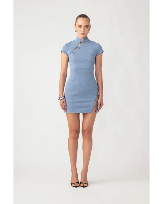 SAU LEE Blue Isa Denim Dress