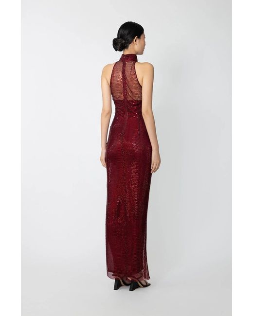 SAU LEE Red Shao Crystal Dress