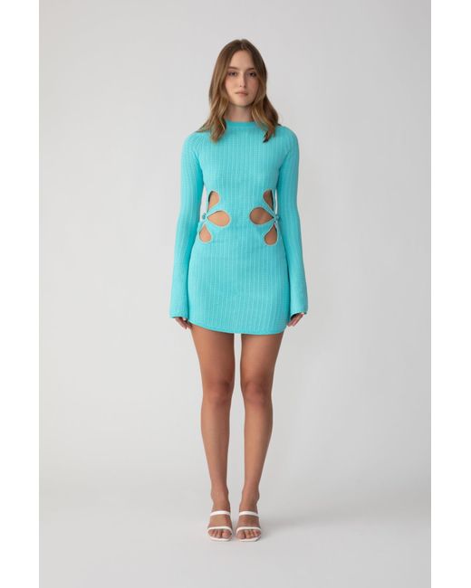 SAU LEE Blue Dallas Knit Mini Dress