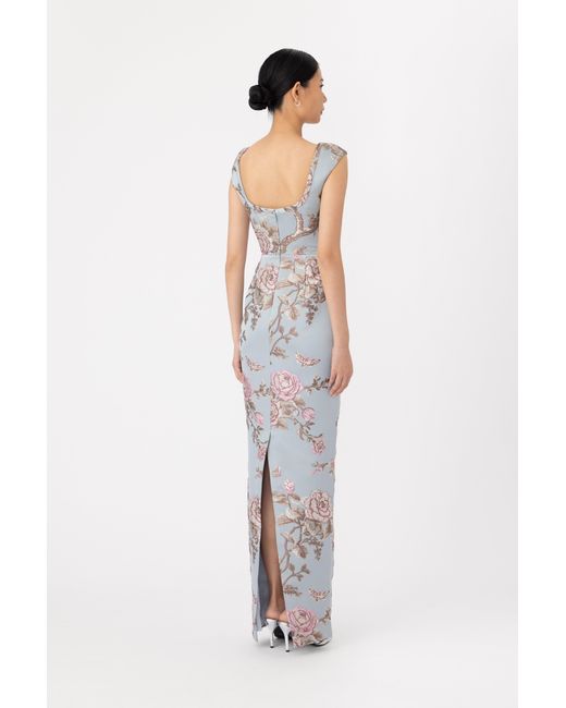 SAU LEE White Brooke Brocade Gown