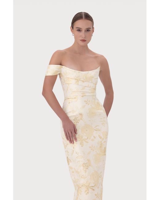 SAU LEE Natural Jackson Jacquard Gown