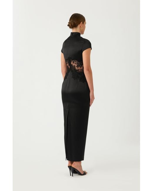 SAU LEE Black Charlize Satin Dress