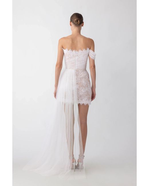SAU LEE White Reign Lace Mini Dress