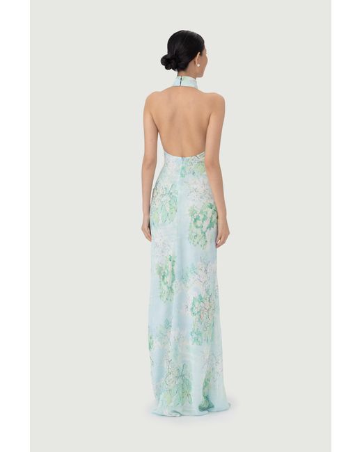 SAU LEE Blue Gillian Chiffon Dress