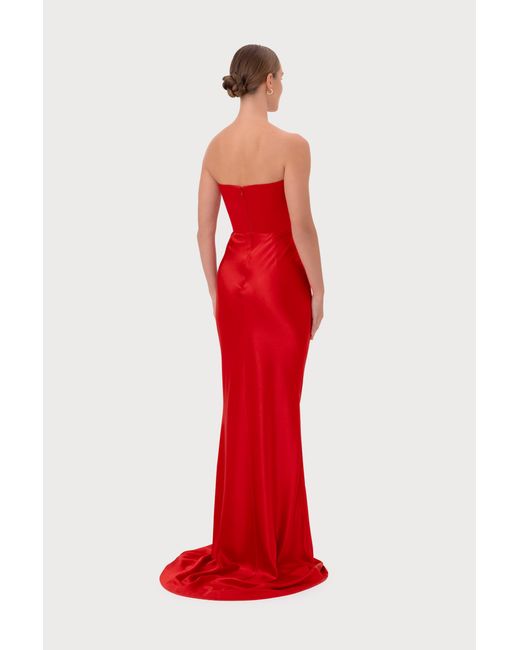 SAU LEE Red Margot Satin Gown
