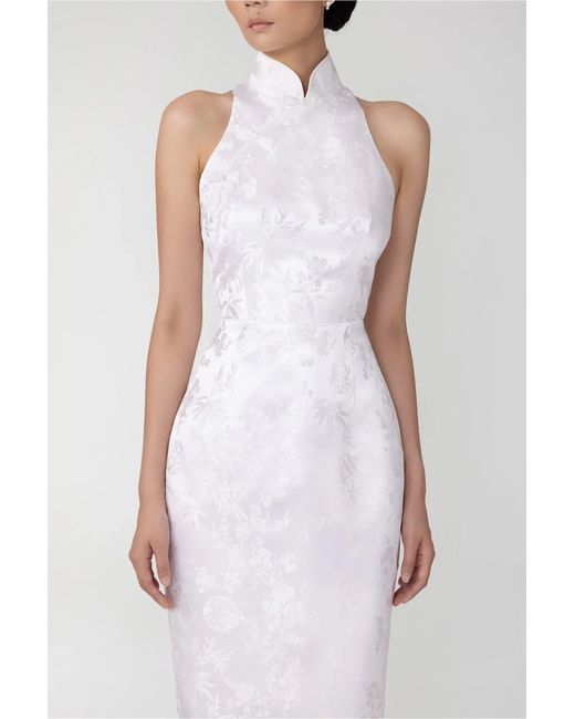 SAU LEE White Jill Chinese Jacquard Pencil Dress