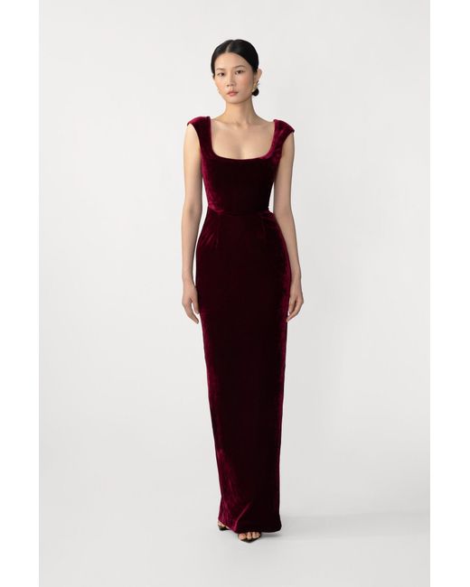 SAU LEE Red Brooke Velvet Gown