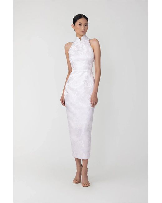 SAU LEE White Jill Chinese Jacquard Pencil Dress