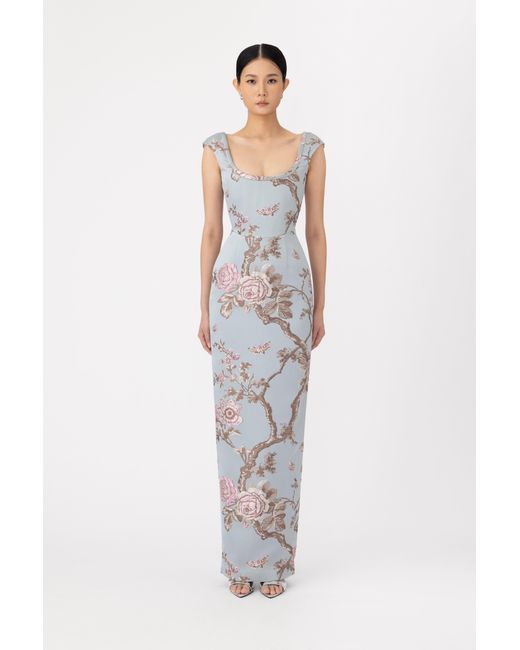 SAU LEE White Brooke Brocade Gown