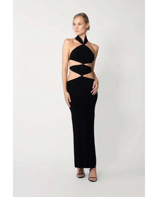 SAU LEE Black Selma Knit Cut-Out Dress