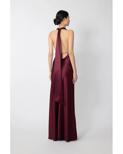SAU LEE Red Pearl Satin Gown