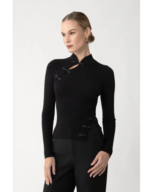 SAU LEE Black Dakota Knit Top