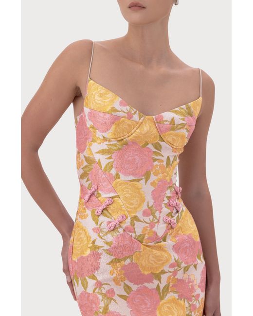 SAU LEE Natural Rosella Jacquard Gown
