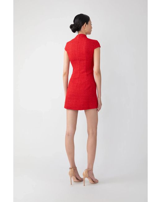 SAU LEE Red Natasha Tweed Mini Dress