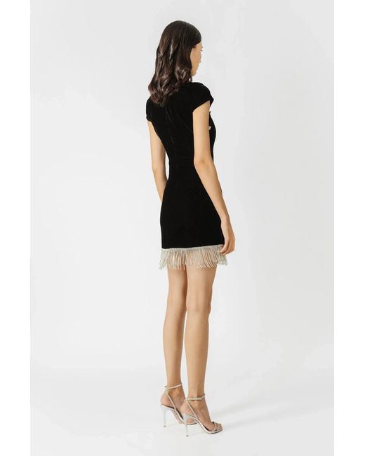 SAU LEE Black Margaux Velvet Mini Dress