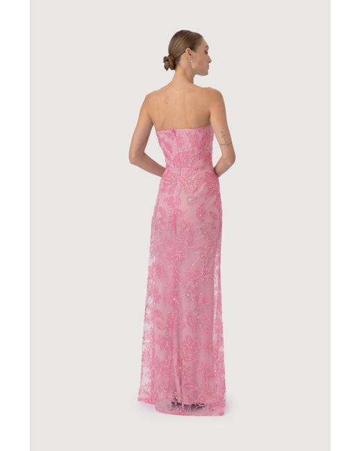 SAU LEE Pink Courtney Strapless Maxi Dress