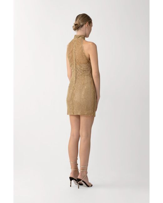 SAU LEE Natural Selena Crystal Mini Dress