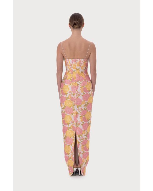 SAU LEE Natural Rosella Jacquard Gown