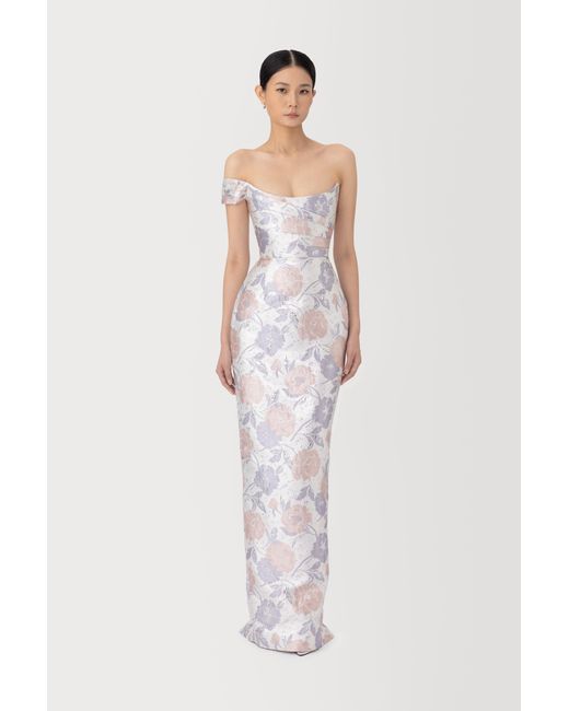SAU LEE White Jackson Brocade Gown