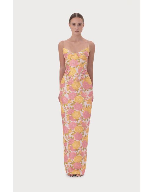 SAU LEE Natural Rosella Jacquard Gown