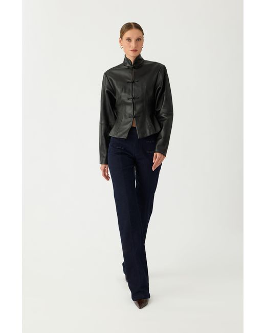 SAU LEE Brown Anton Leather Tang Jacket