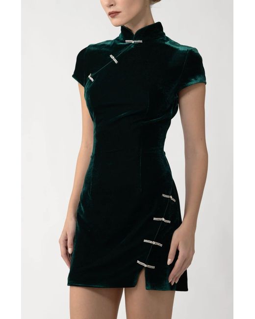 SAU LEE Black Ivy Velvet Mini Dress