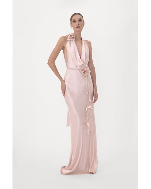 SAU LEE Pink Delphine Satin Gown