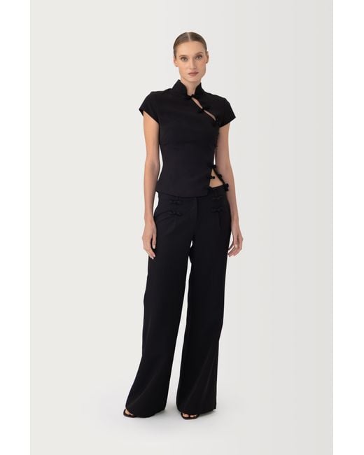 SAU LEE Black Iris Crepe Top