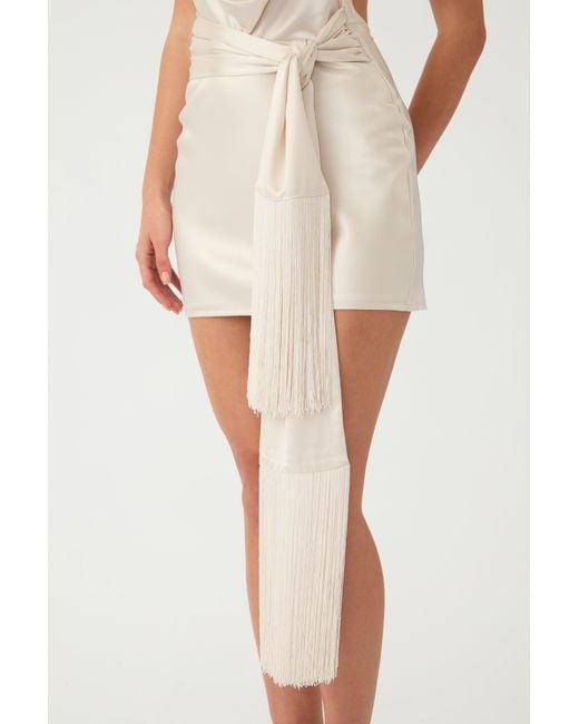 SAU LEE Natural Solene Satin Mini Dress
