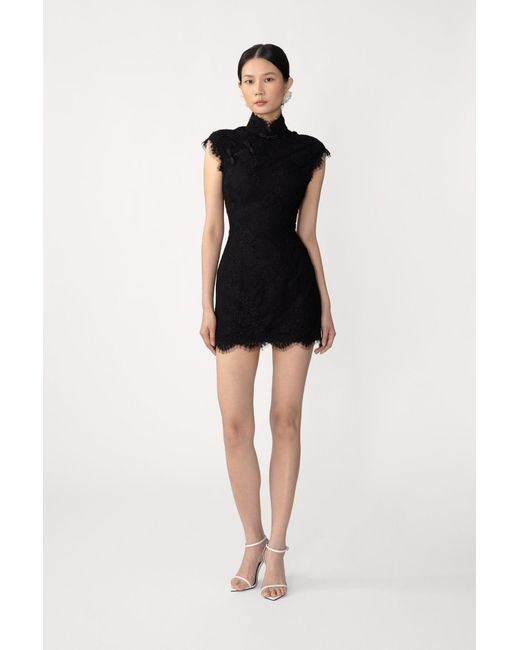 SAU LEE Black Sia Lace Mini Dress