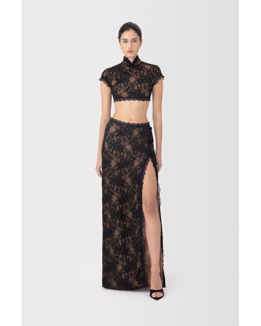 SAU LEE Black Mimi Lace Top