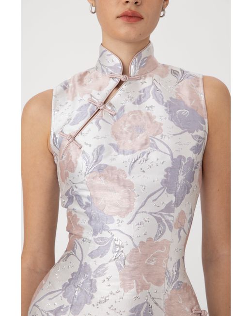 SAU LEE White Ines Brocade Mini Dress