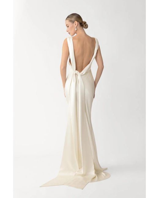 SAU LEE Natural Cassandra Satin Gown