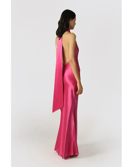 SAU LEE Red Penelope Backless Satin Gown