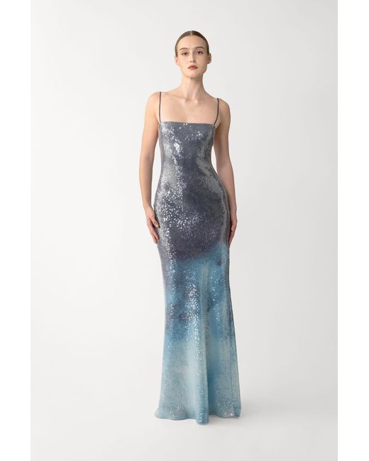 SAU LEE Blue Melrose Sequined Dress