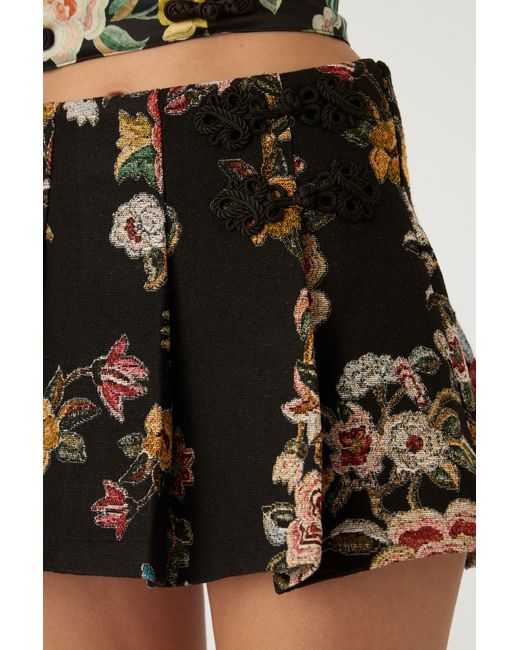 SAU LEE Black Miles Brocade Skirt
