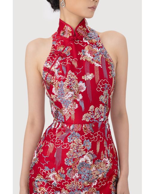 SAU LEE Jillian Embroidered Gown