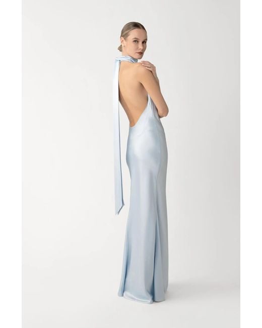 SAU LEE White Penelope Backless Satin Gown