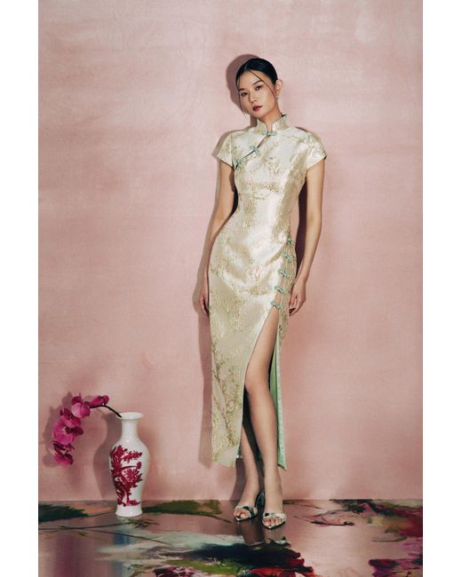SAU LEE Natural Josephine Jacquard Dress