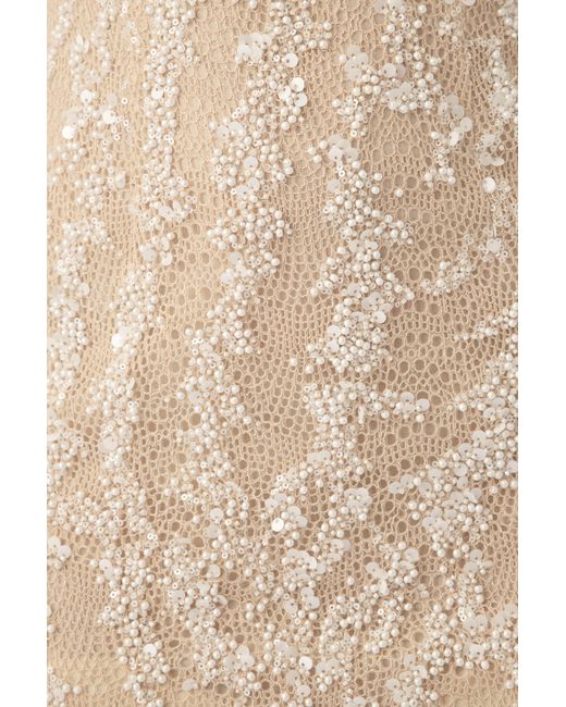 SAU LEE Natural Lori Beaded Mini Dress