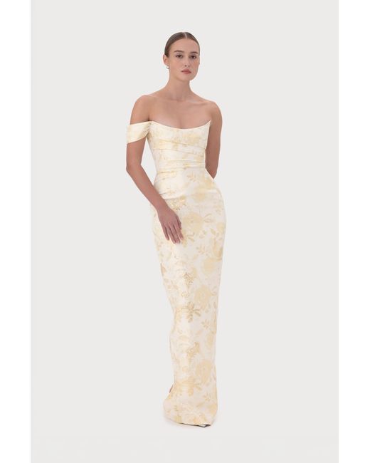 SAU LEE Natural Jackson Jacquard Gown