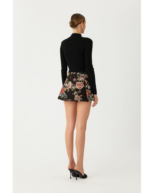 SAU LEE Black Miles Brocade Skirt