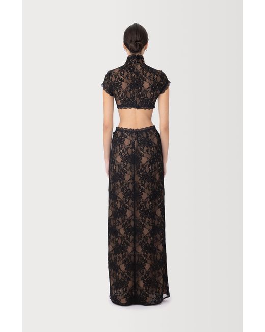 SAU LEE Black Mimi Lace Top