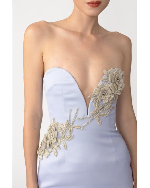 SAU LEE White Luna Satin Gown