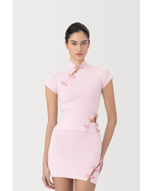 SAU LEE Pink Chase Knit Top